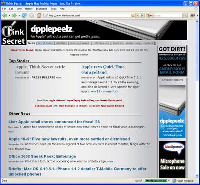 ThinkSecret.com Killed By Apple Lawyers