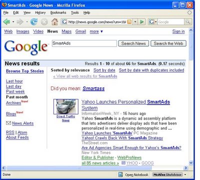 Google SmartAds SERP, July 3, 2007